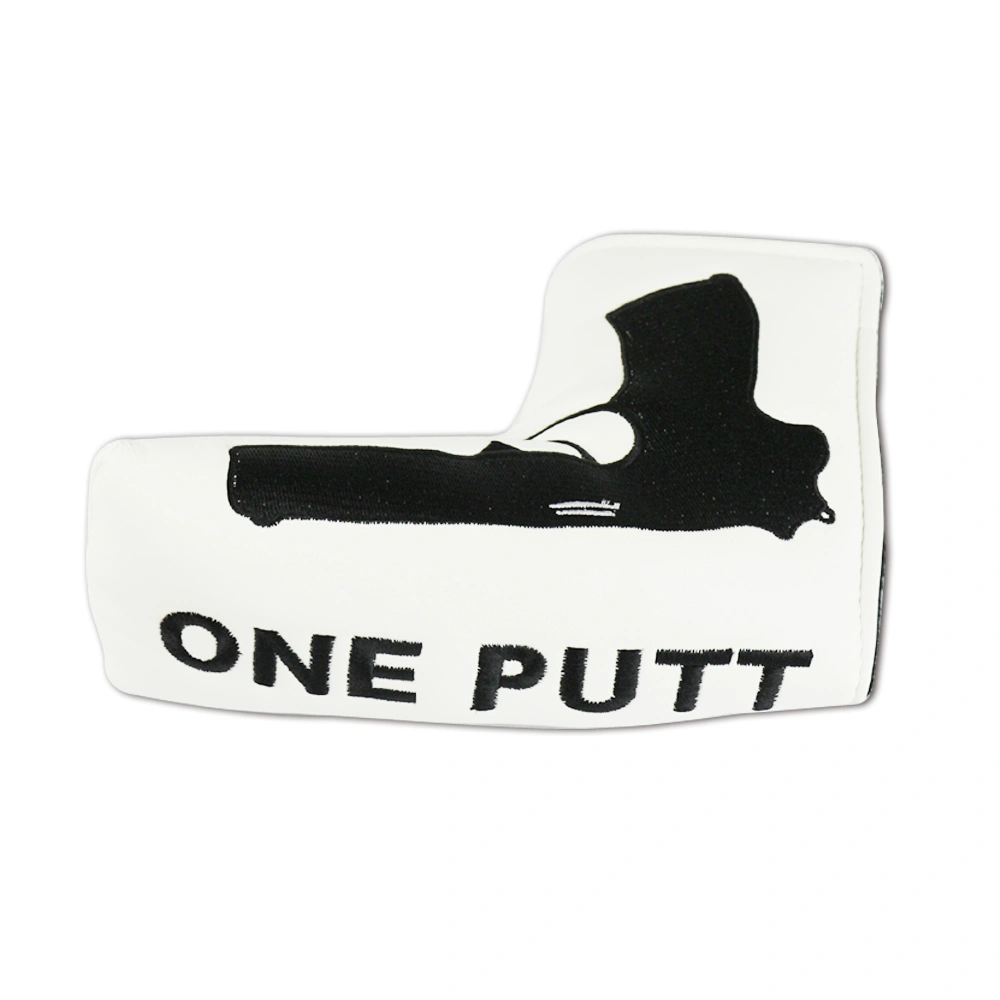 PU leather gun design putter head cover golf embroidery logo headcover