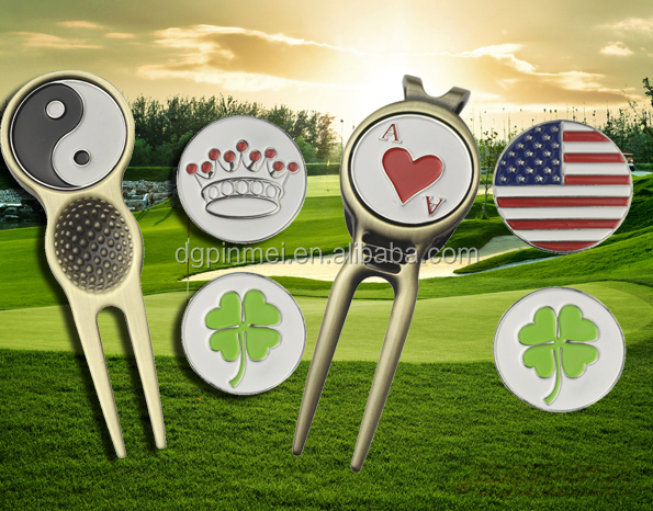 Unique golf cap pins emblems magnetic golf hat clips pins with customized logo ball marker