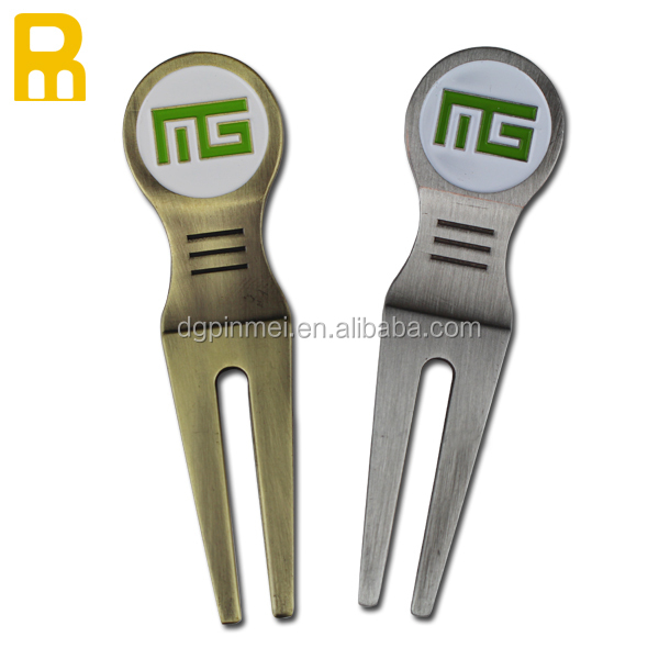 High Quality Custom Repair Tool Magnetic Metal Golf Divot Tool Pitch Fork Pitchfork Ball Marker