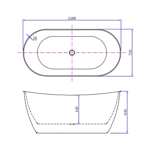 Opitruely Contemporary 1.5m Economic Acrylic Soaking Freestanding Bathtub