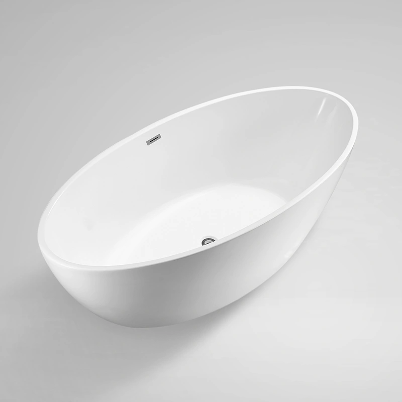 Opitruely Modern Acrylic Deep Soaking Freestanding Oval Bathtub