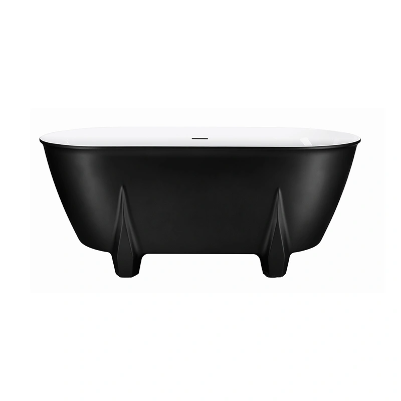 Opitruely Cheap 1.7m Acrylic Matt Black Soaking Freestanding Bathtub
