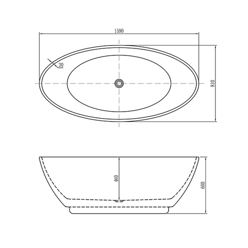 Opitruely Modern Acrylic Deep Soaking Freestanding Oval Bathtub