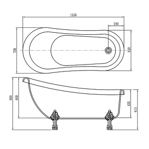 Opitruely Cheap Common Bathroom Four Claw Foot Bath Tub