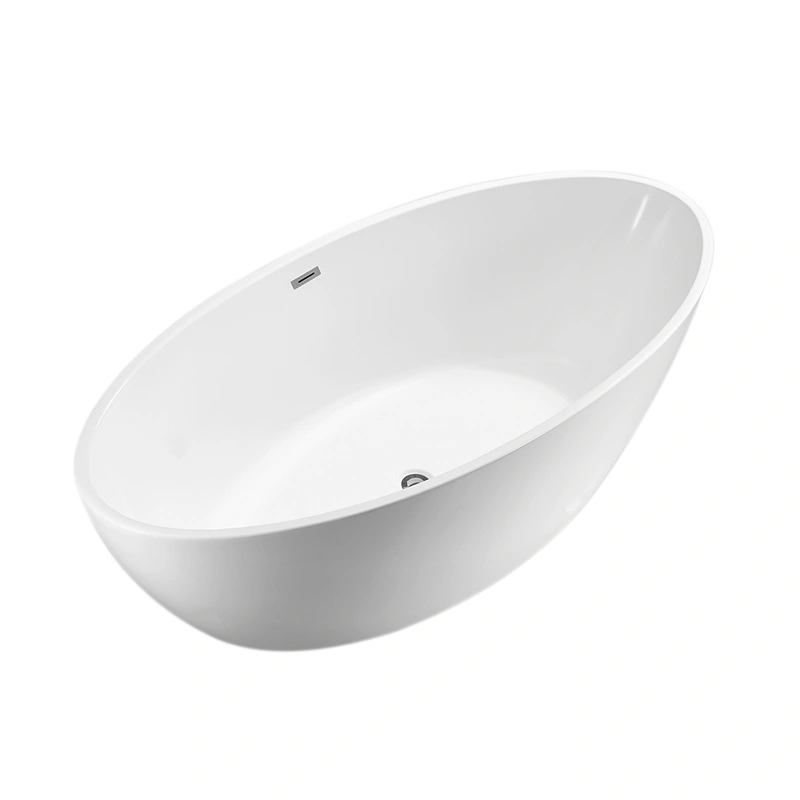 Opitruely Modern Acrylic Deep Soaking Freestanding Oval Bathtub
