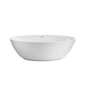 Opitruely Modern Acrylic Deep Soaking Freestanding Oval Bathtub