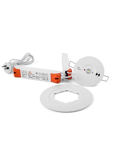 Simply LED Emergency Spotlight. Recessed Spot 2.5W with round Lens and frame
