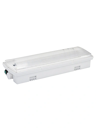 LED Emergency Lighting 2.5W 300Lm New Slim-Style IP65 Bulkhead Light Fire Exit |Kimstarry Technology. 3Hours Hi-temperature LiFePO4 battery.  Light Fitting. Clear polycarbonate diffuser and polycarbonate base