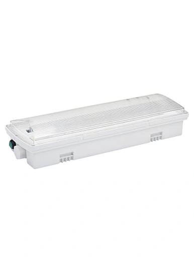 LED Emergency Lighting 2.5W 300Lm New Slim-Style IP65 Bulkhead Light Fire Exit |Kimstarry Technology. 3Hours Hi-temperature LiFePO4 battery. Light Fitting. Clear polycarbonate diffuser and polycarbonate base