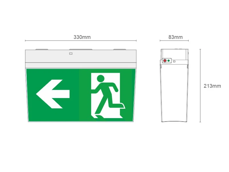 illuminated emergency exit signs double-sided
