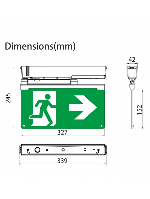 6 in 1 multi installation exit light fixtures dimension