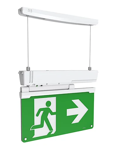 6 in1 multi installation exit sign lamp, suspend mounted