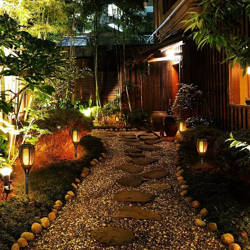 solar led torch lamp solar powered garden torch lights