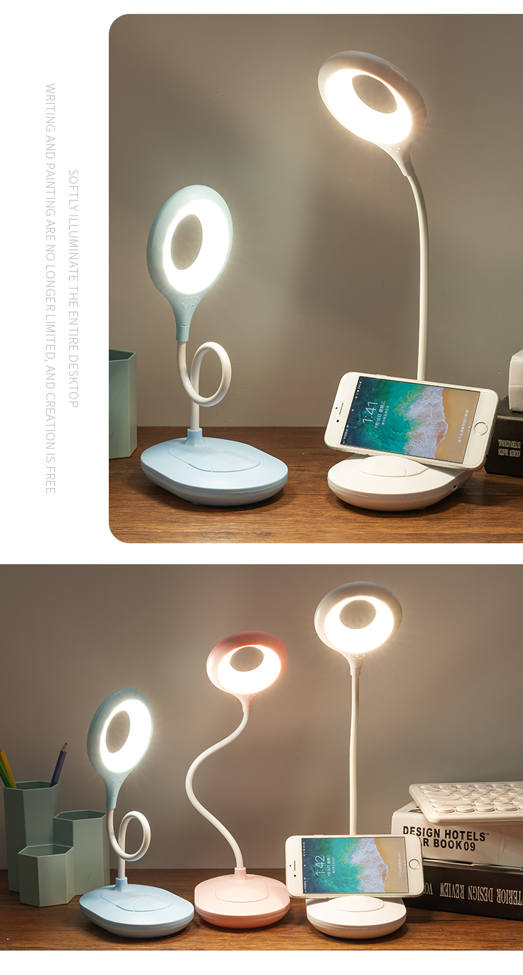 Three color ring table lamp built-in lithium battery