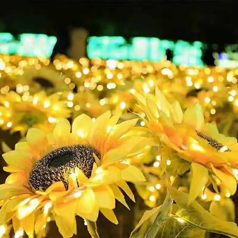 silk plastic sunflower ground lamp