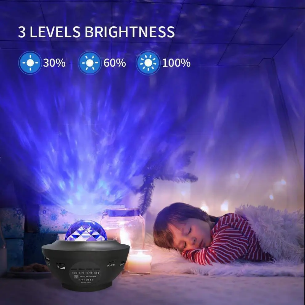 Black white sky star projector with bluetooth speaker