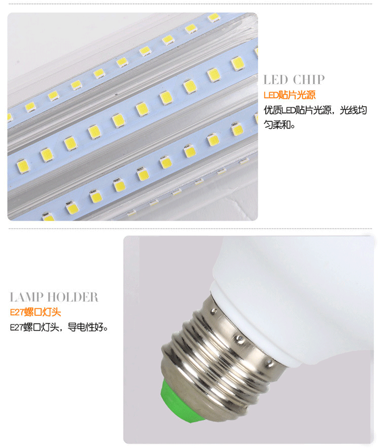 U bulb 2700K 6000K E27 B22 B15 E14 base
