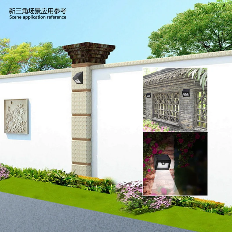38 high bright LED PIR solar long triangle wall lamp