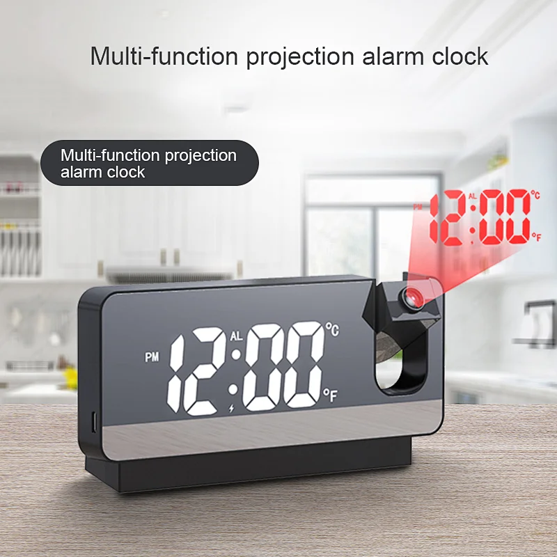 Projection alarm clock radio outdoor temperature