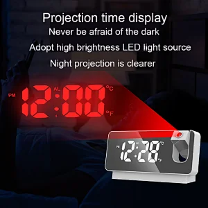 Projection alarm clock radio outdoor temperature