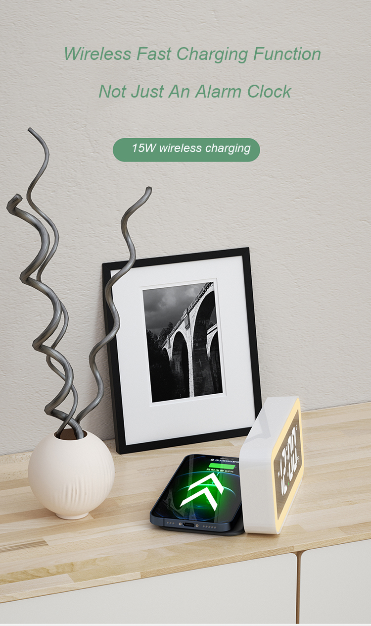 Alarm clock night light wireless charger