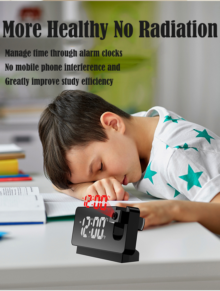 Projection alarm clock radio outdoor temperature