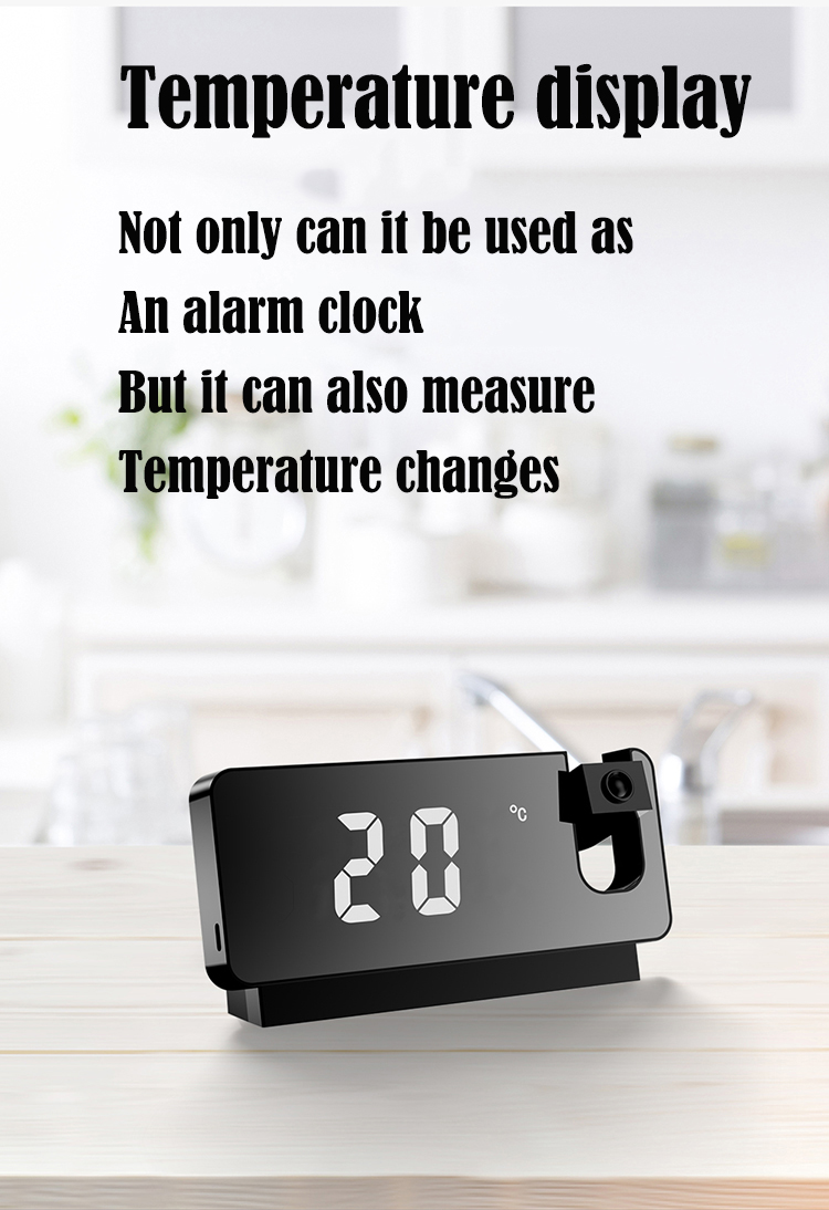Projection alarm clock radio outdoor temperature