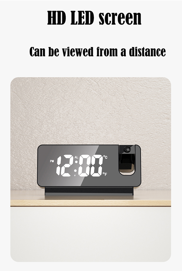 Projection alarm clock radio outdoor temperature