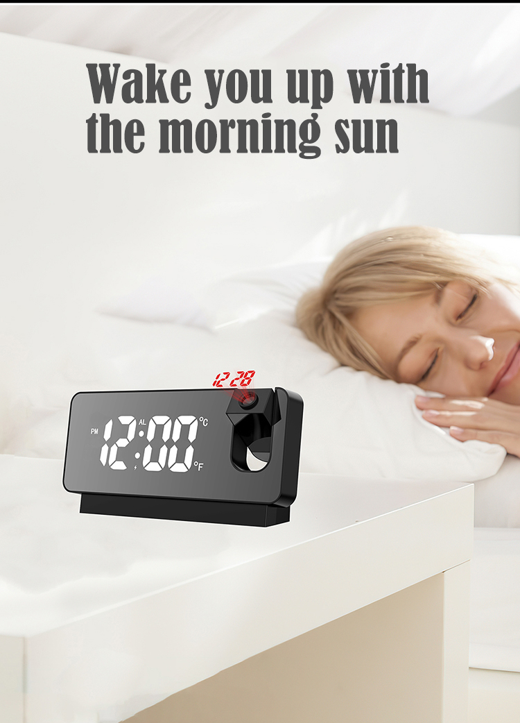 Projection alarm clock radio outdoor temperature