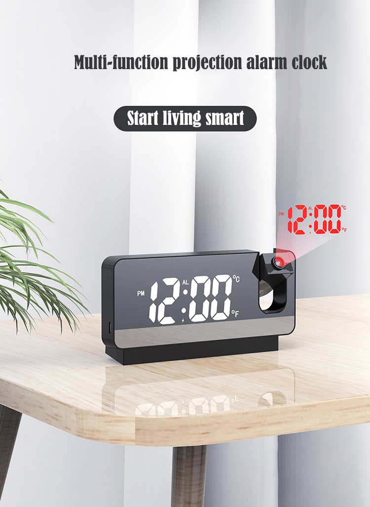 Projection alarm clock radio outdoor temperature
