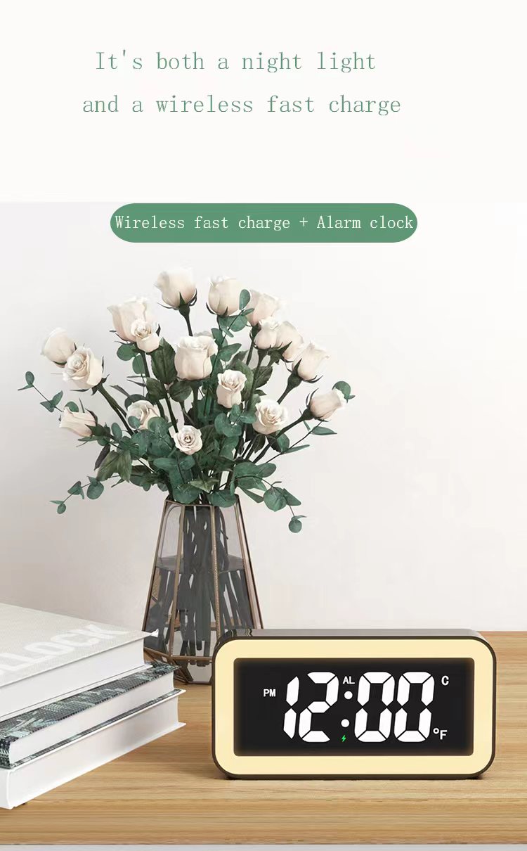 Alarm clock night light wireless charger