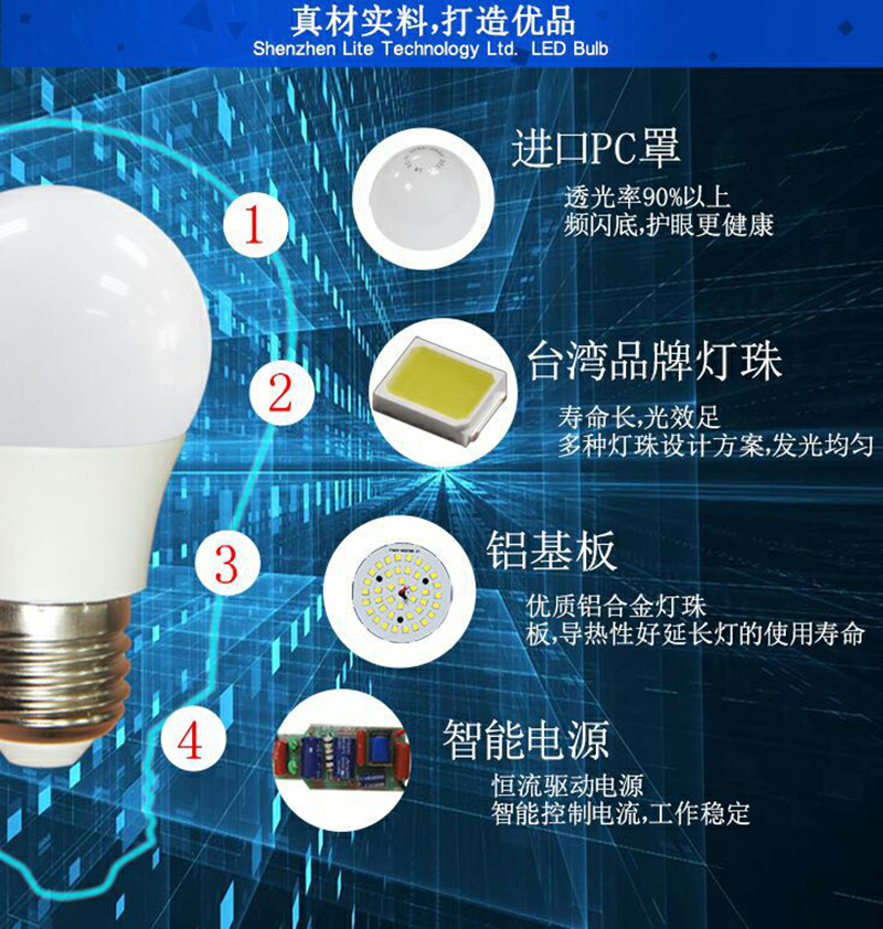 A60 bulb 9w 12w warm light white light