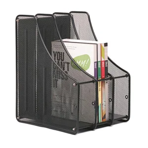 Office organizer 3 dividers magazine metal mesh file holder manufacturer from Ningbo Emda China