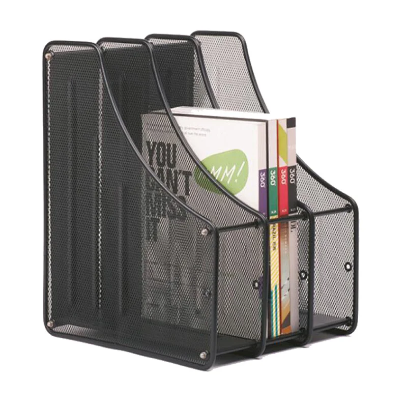 Office organizer 3 dividers magazine metal mesh file holder manufacturer from Ningbo Emda China