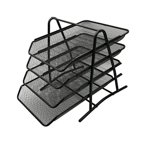 Office desktop mesh desk organizer 4 tiers mesh stackable letter tray documents file tray from China