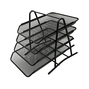 Office desktop mesh desk organizer 4 tiers mesh stackable letter tray documents file tray from China