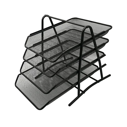 Office desktop mesh desk organizer 4 tiers mesh stackable letter tray documents file tray from China