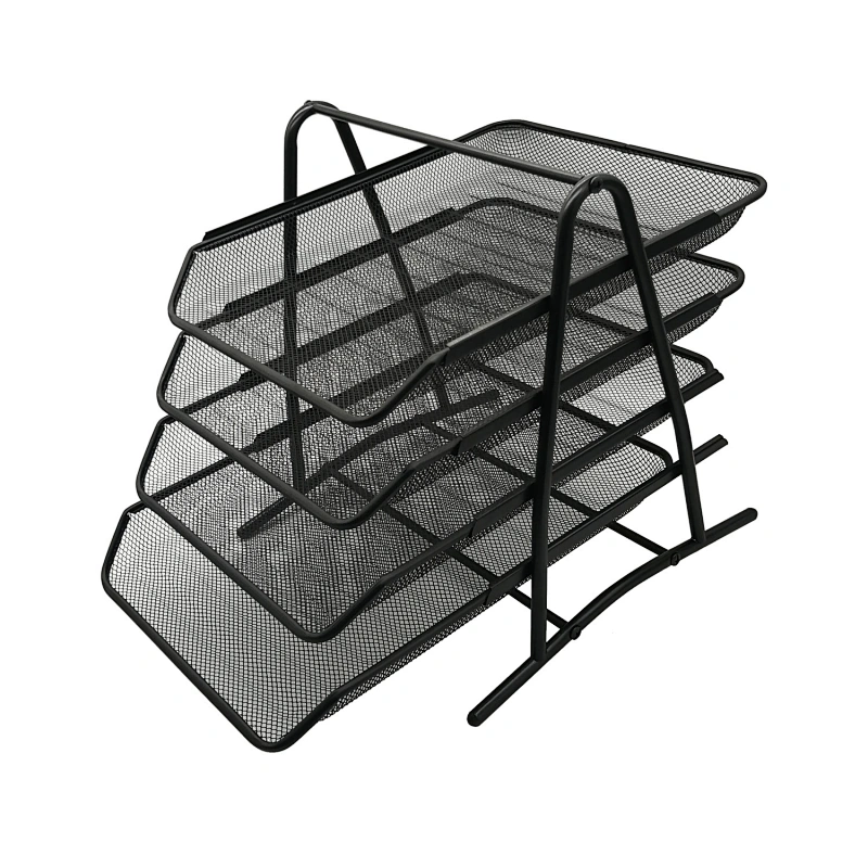 Office desktop mesh desk organizer 4 tiers mesh stackable letter tray documents file tray from China