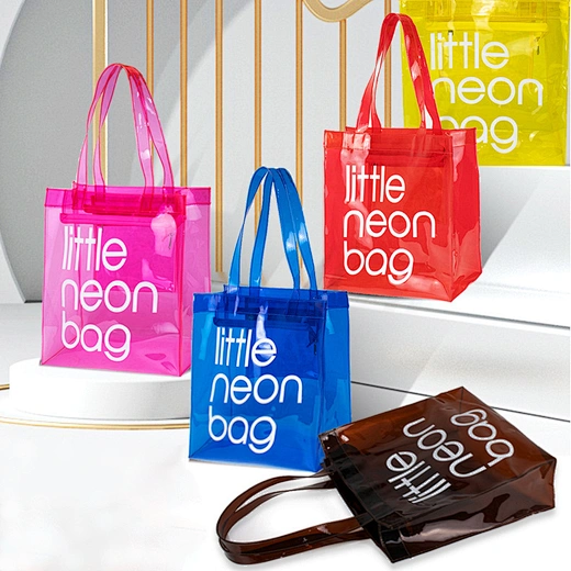 Source Printed Waterproof Transparent Pvc Tote Bag Clear Jelly