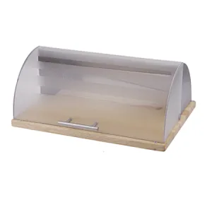 Roll top European Style Customized Wooden cutting board Powder Coated Metal Color Bread Bin