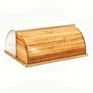 wooden roll top bread bin