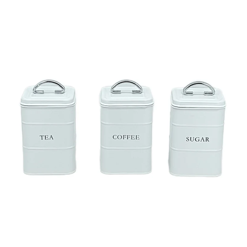 white coffee tea sugar canisters