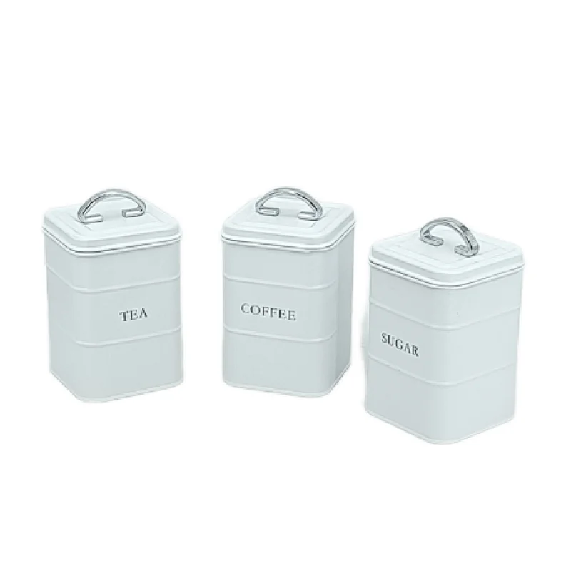 white coffee tea sugar canisters