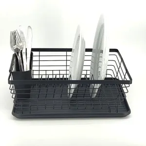 Dish Drainer Rack, Small Capacity Dish Drying Rack with Tray and Dish Drainer for Kitchen, Any Color Tray and Tool holder, Modern Design, 1 Layer, Simple Style