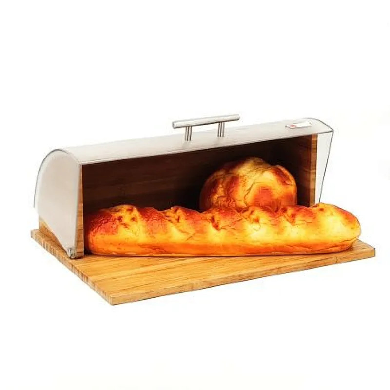 wooden roll top bread bin
