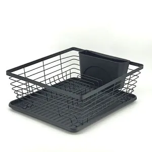Dish Drainer Rack, Small Capacity Dish Drying Rack with Tray and Dish Drainer for Kitchen, Any Color Tray and Tool holder, Modern Design, 1 Layer, Simple Style