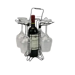 Countertop Wine Rack, Wine Storage Holder, Freestanding Metal Tabletop Stand with Modern Design, Simple Wine Bottle Holder For Kitchen And Home Decor, Glasses holder