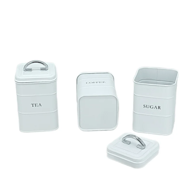 white coffee tea sugar canisters