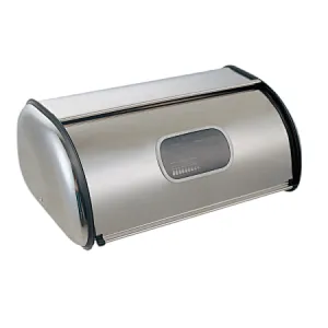 Large space Bread Box, Matt Stainless Steel, Clear Window