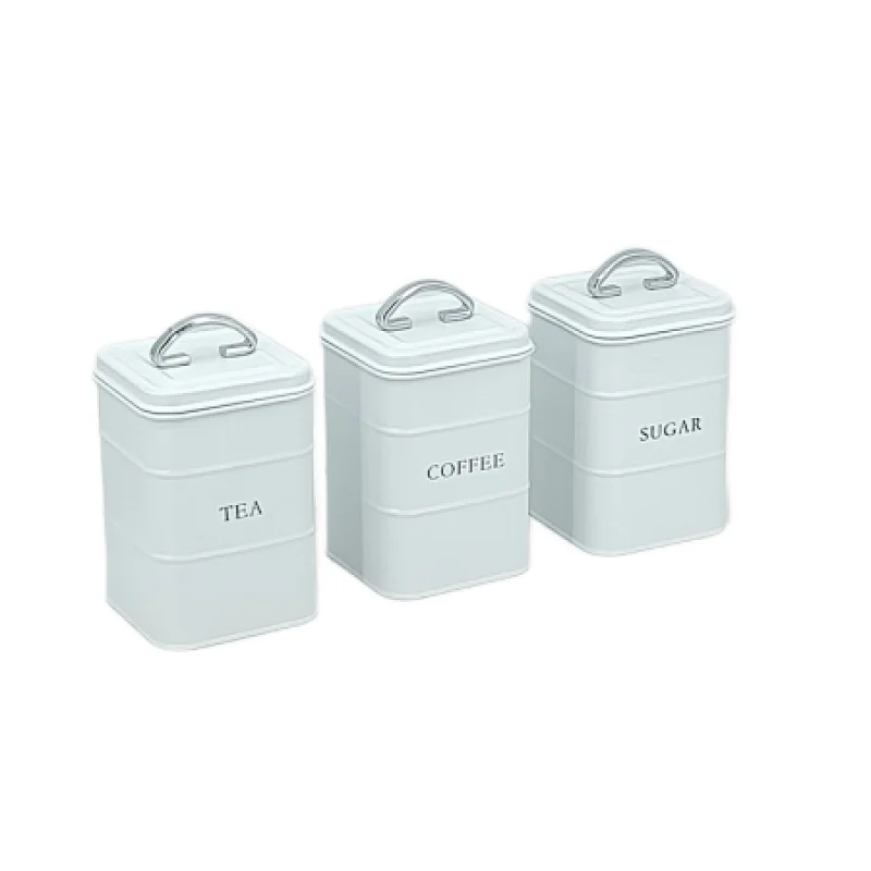 white coffee tea sugar canisters